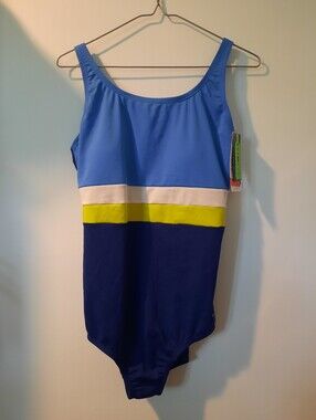 WOMEN'S SPEEDO Colorblock One-Piece Swimsuit - Blue, Navy & Lime
